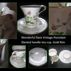 Unique 1970's  handpainted tea cup & saucer